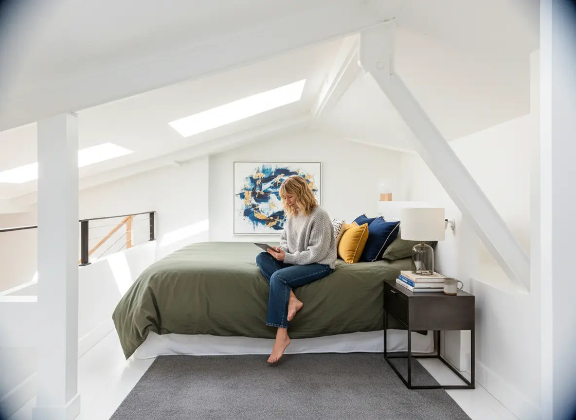 Cet appartement sous les toits parisiens offre le plus beau refuge blanc et lumineux du 8e arrondissement